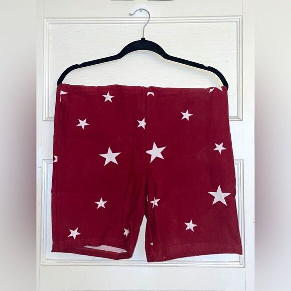 LuLaRoe 2XL Biker Shorts • Americana Collection • Red With White Stars • NWT - Picture 3 of 12